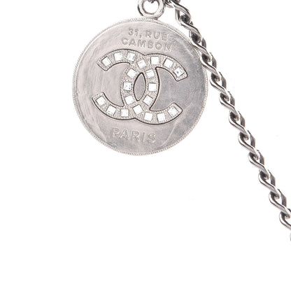 Chanel Crystal Baguette CC Whistle Pendant Necklace Silver 6 of 9