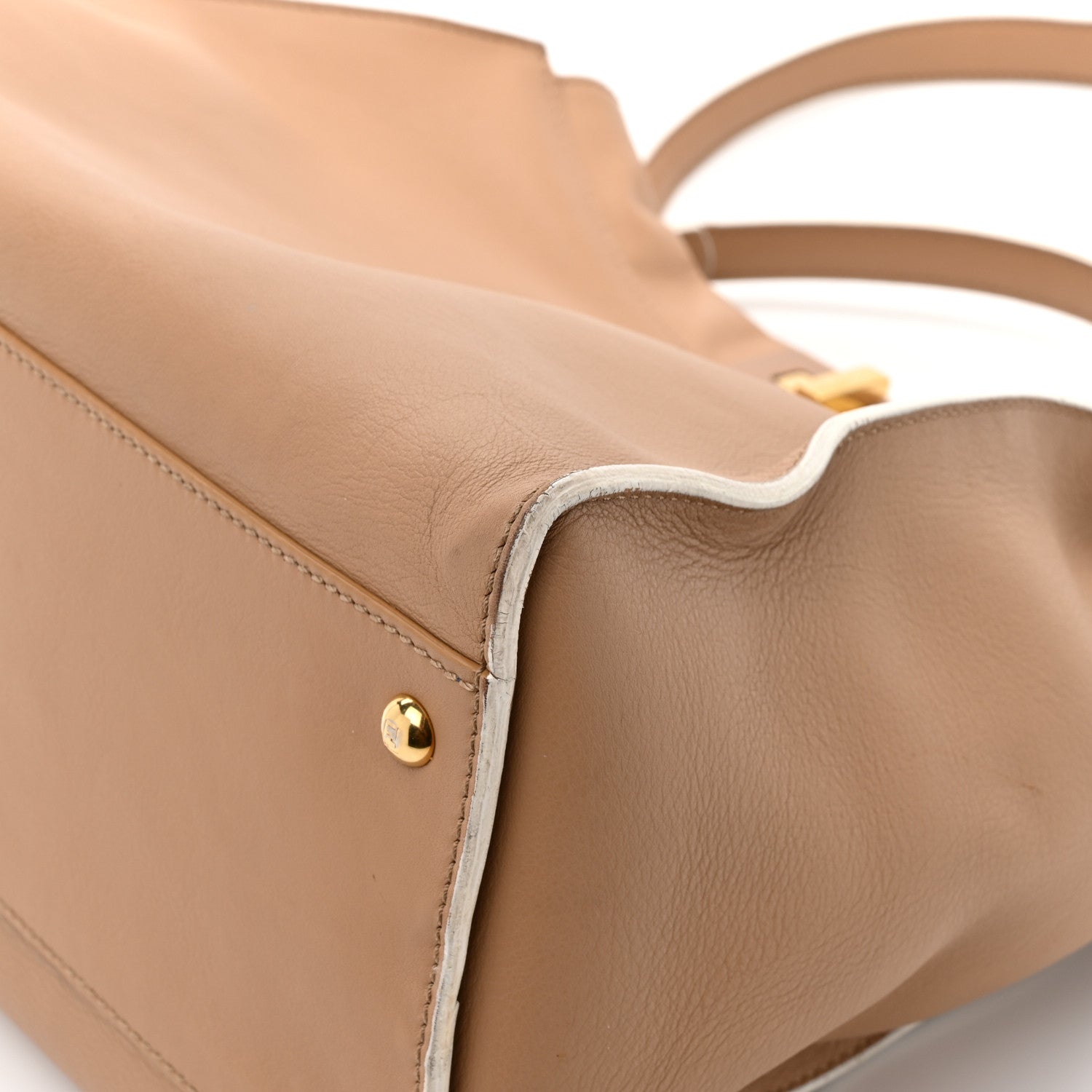 Fendi Vitello Seta Burro Large Peekaboo Iconic Satchel Cuoio Cobalto 17 of 19
