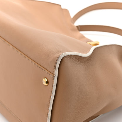 Fendi Vitello Seta Burro Large Peekaboo Iconic Satchel Cuoio Cobalto 17 of 19