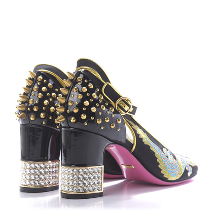 Gucci Satin Embroidered Dragon Caspar Pumps 40 Black 4 of 12