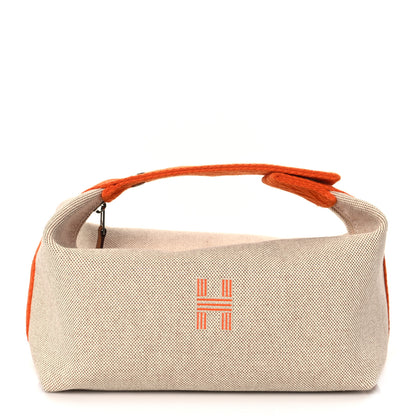 Hermes Canvas Small Bride-A-Brac Pouch Natural Orange 1 of 9