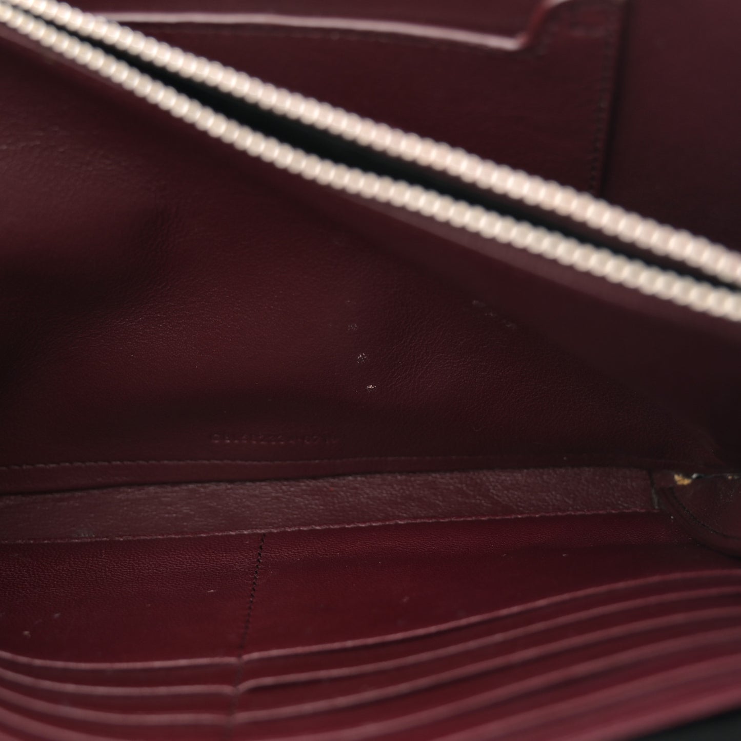 Calfskin Lizard Embossed Monogram Cassandra Chain Wallet Black