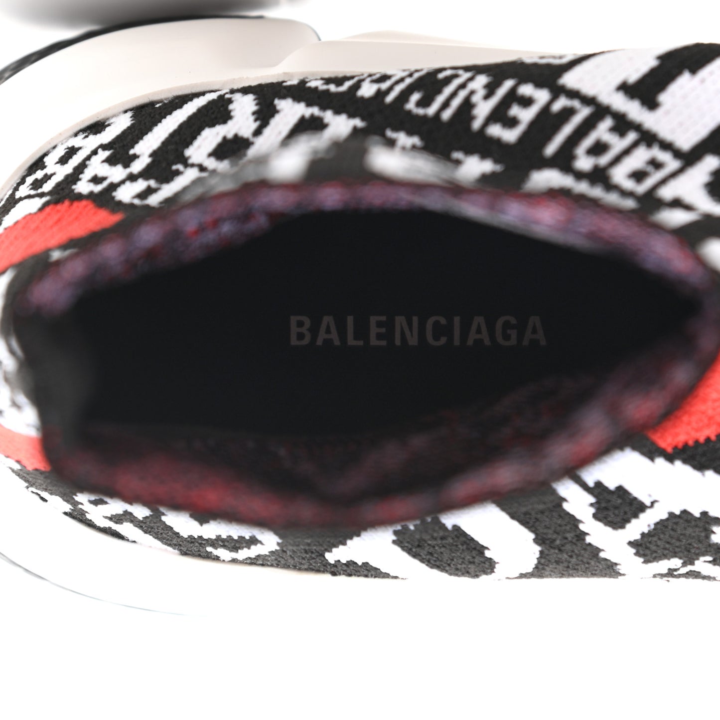 Neoprene Knit Bonjour Paris Womens Speed Sneakers 36 Black White Red