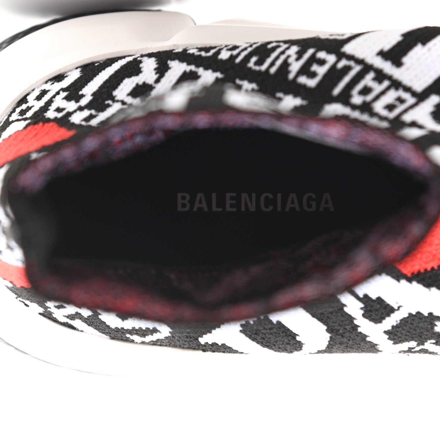 Balenciaga Neoprene Knit Bonjour Paris Womens Speed Sneakers 36 Black White Red 7 of 8