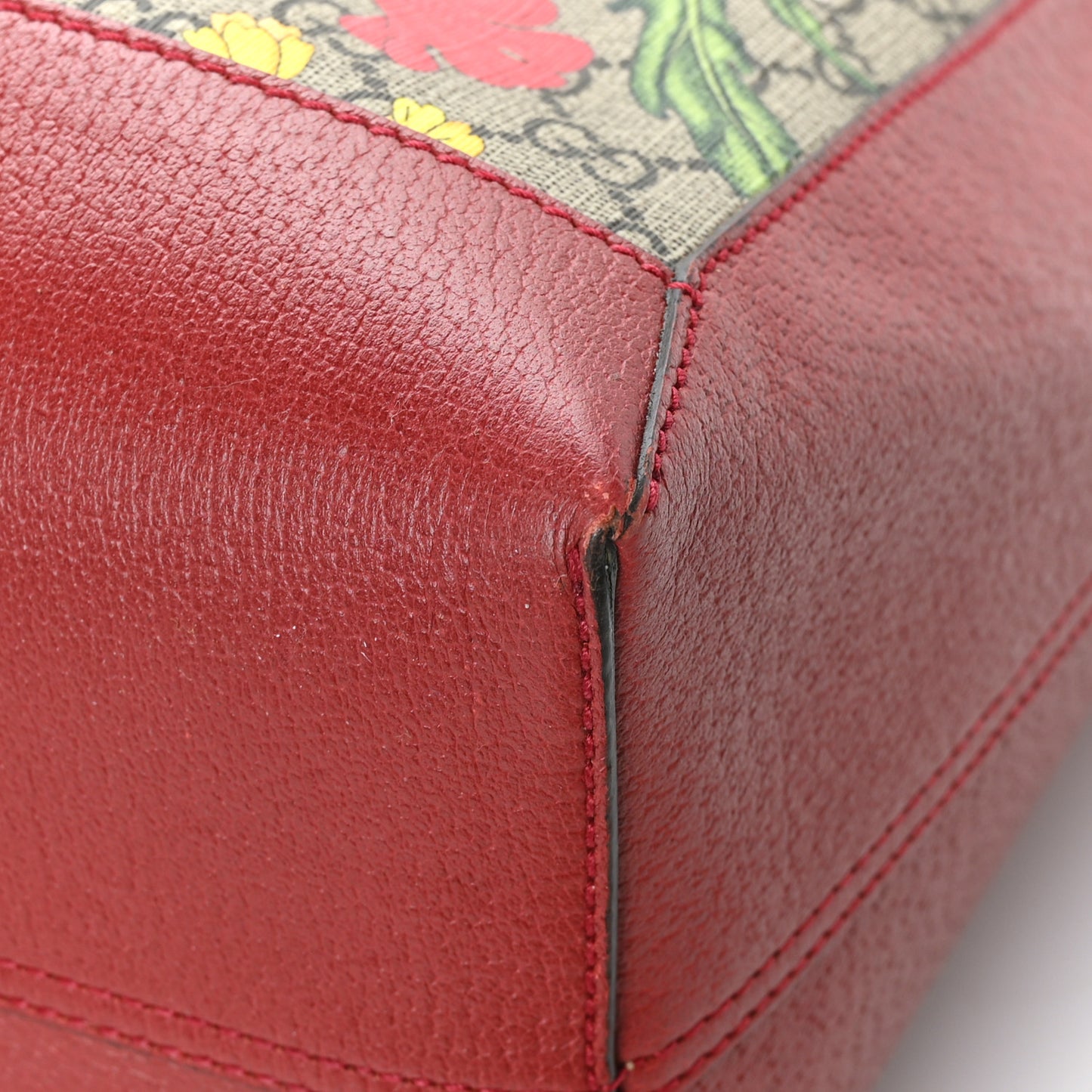 GG Supreme Monogram Flora Web Large Ophidia Tote Red