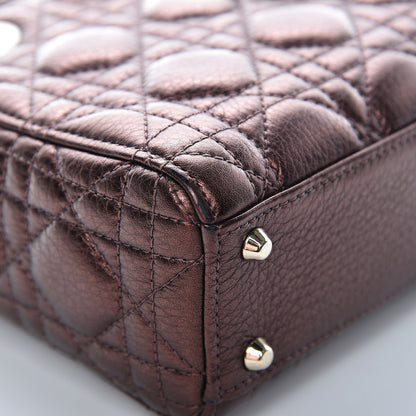 Christian Dior Metallic Grained Calfskin Cannage Mini Lady Dior Noisette 8 of 11