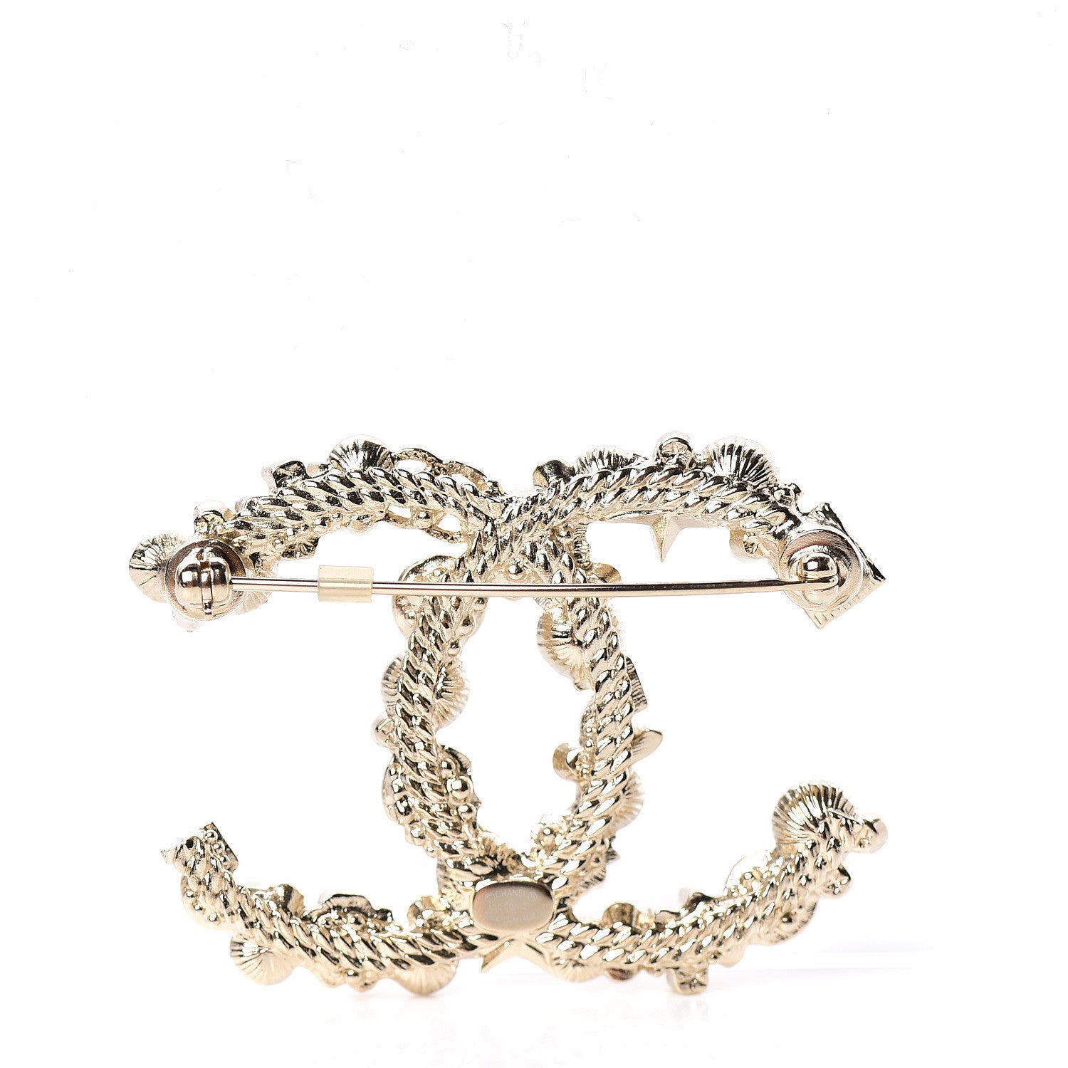 Chanel Crystal Pearl CC Charms Brooch Gold 3 of 5