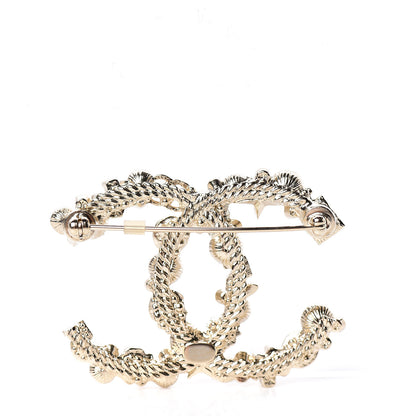 Chanel Crystal Pearl CC Charms Brooch Gold 3 of 5