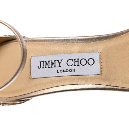 Jimmy Choo Dusty Glitter Misty 120 Sandals 38.5 Natural 6 of 9