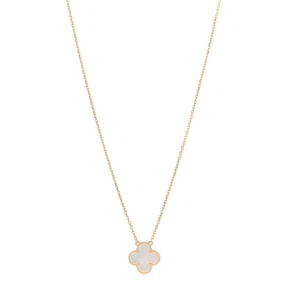 Van Cleef & Arpels 18K Yellow Gold Mother of Pearl Vintage Alhambra Pendant Necklace 1 of 5