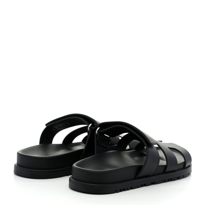 Hermes Calfskin Womens Chypre Sandals 36.5 Black 4 of 9