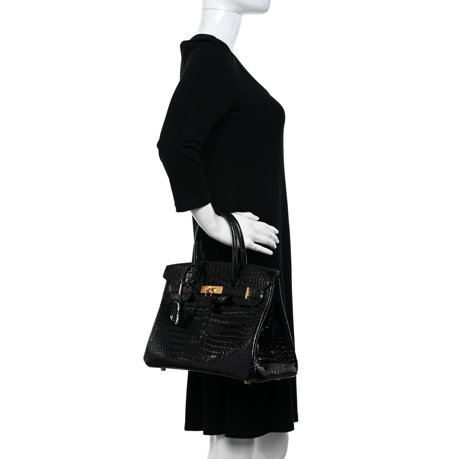 Hermes Shiny Porosus Crocodile Birkin 30 Black 2 of 13
