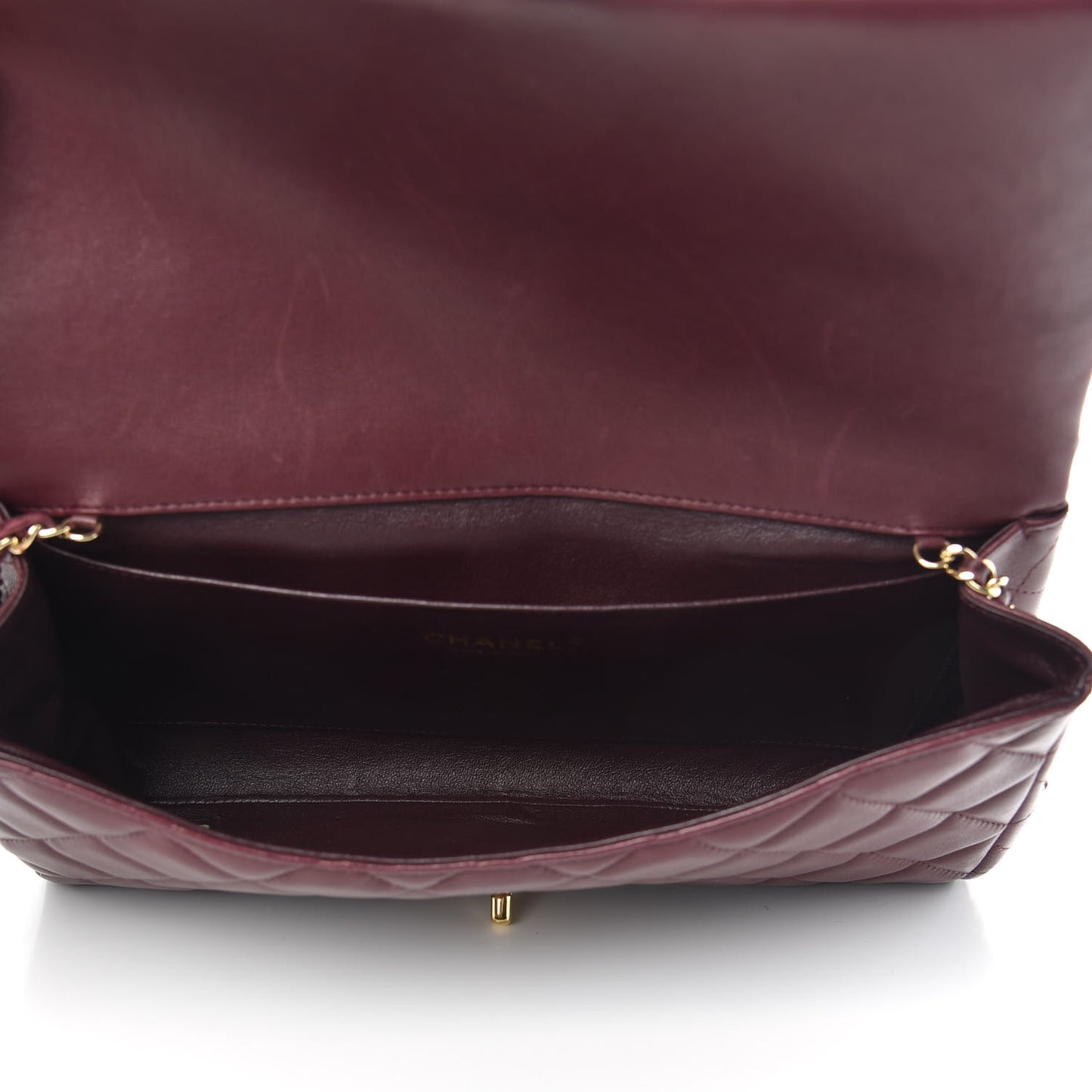 Lambskin Quilted Clutch With Chain Flap Bordeaux