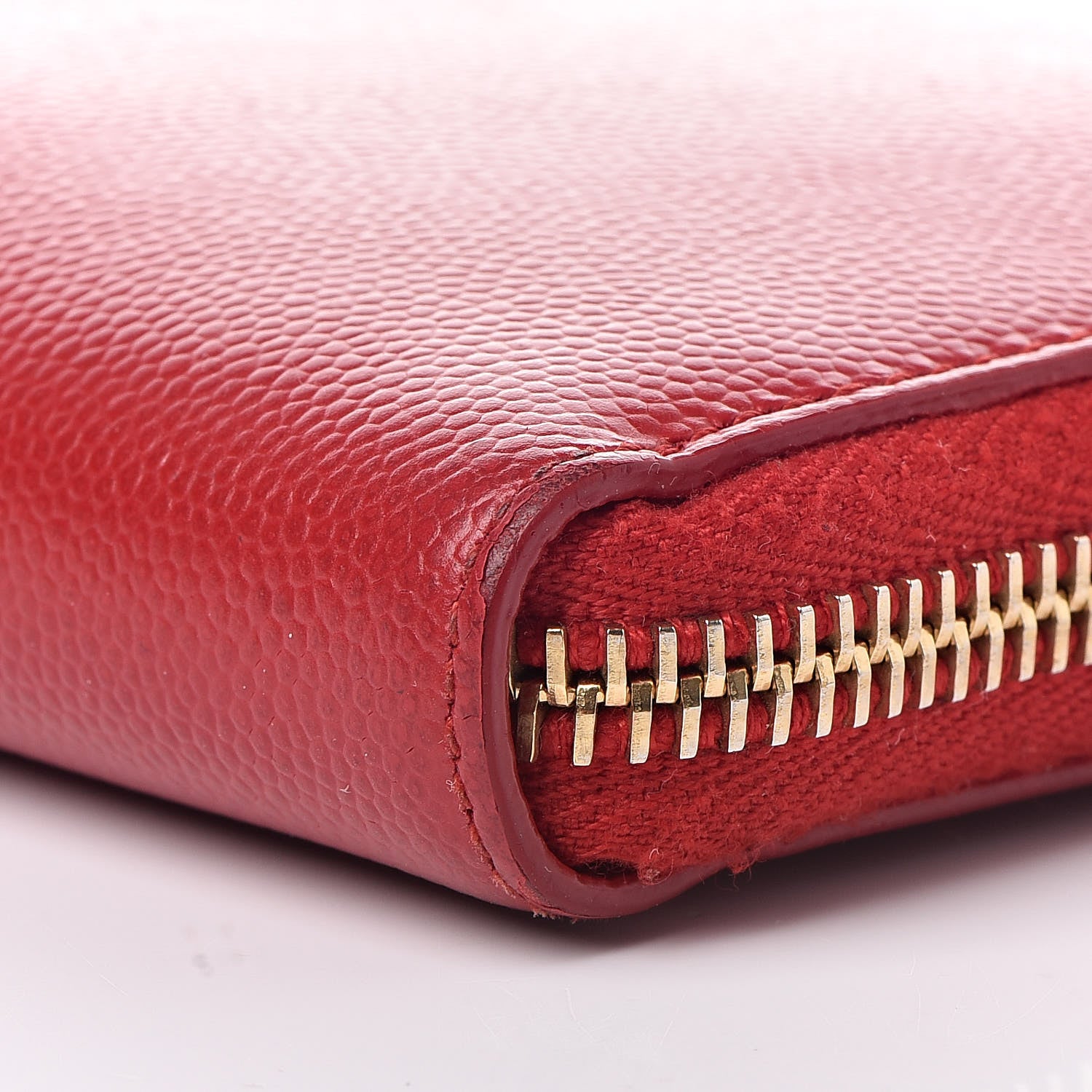 Saint Laurent Grain De Poudre Monogram Zip Around Wallet New Red 9 of 14