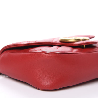 Gucci Calfskin Matelasse Super Mini GG Marmont Shoulder Bag Hibiscus Red 8 of 10