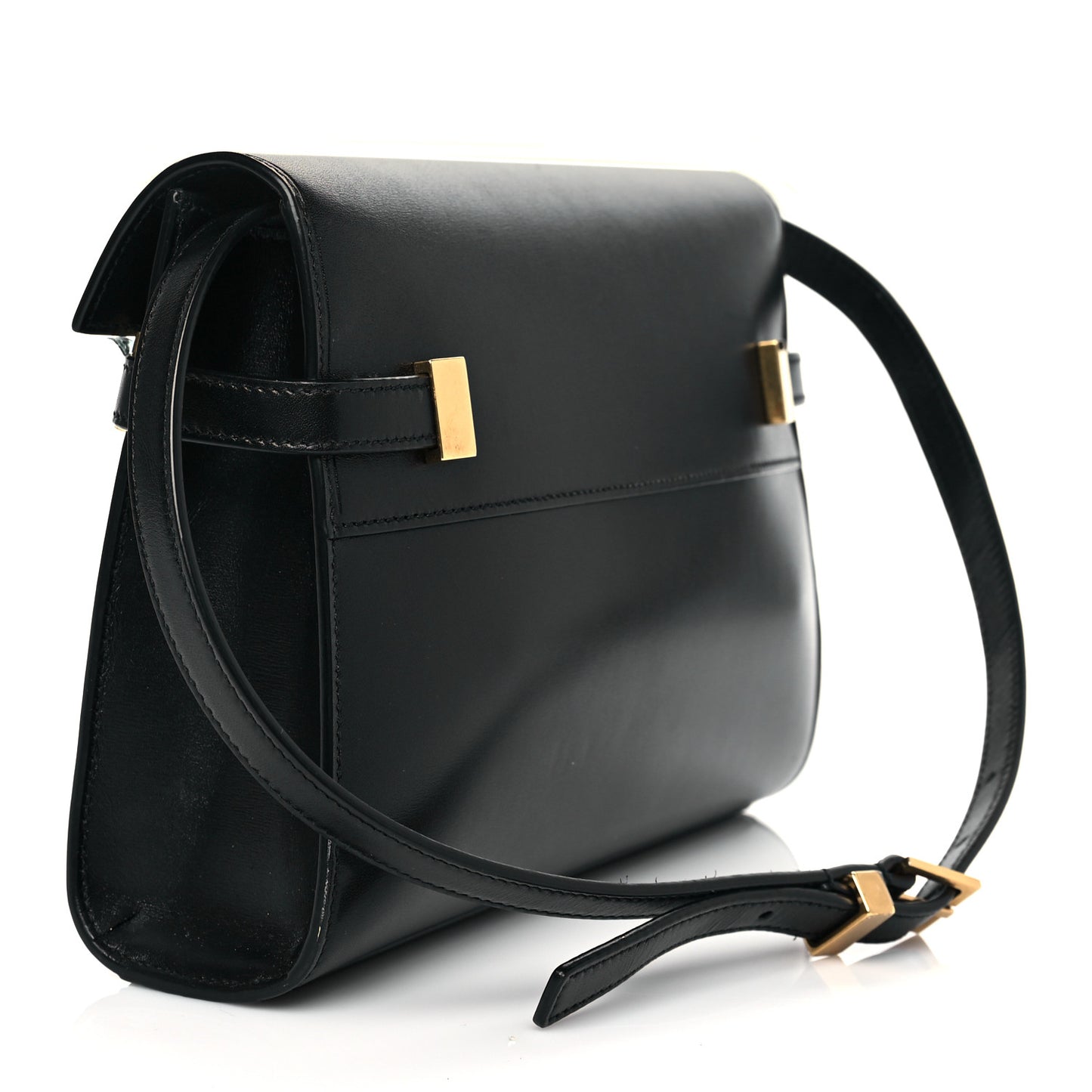 Smooth Calfskin Manhattan Shoulder Bag Black