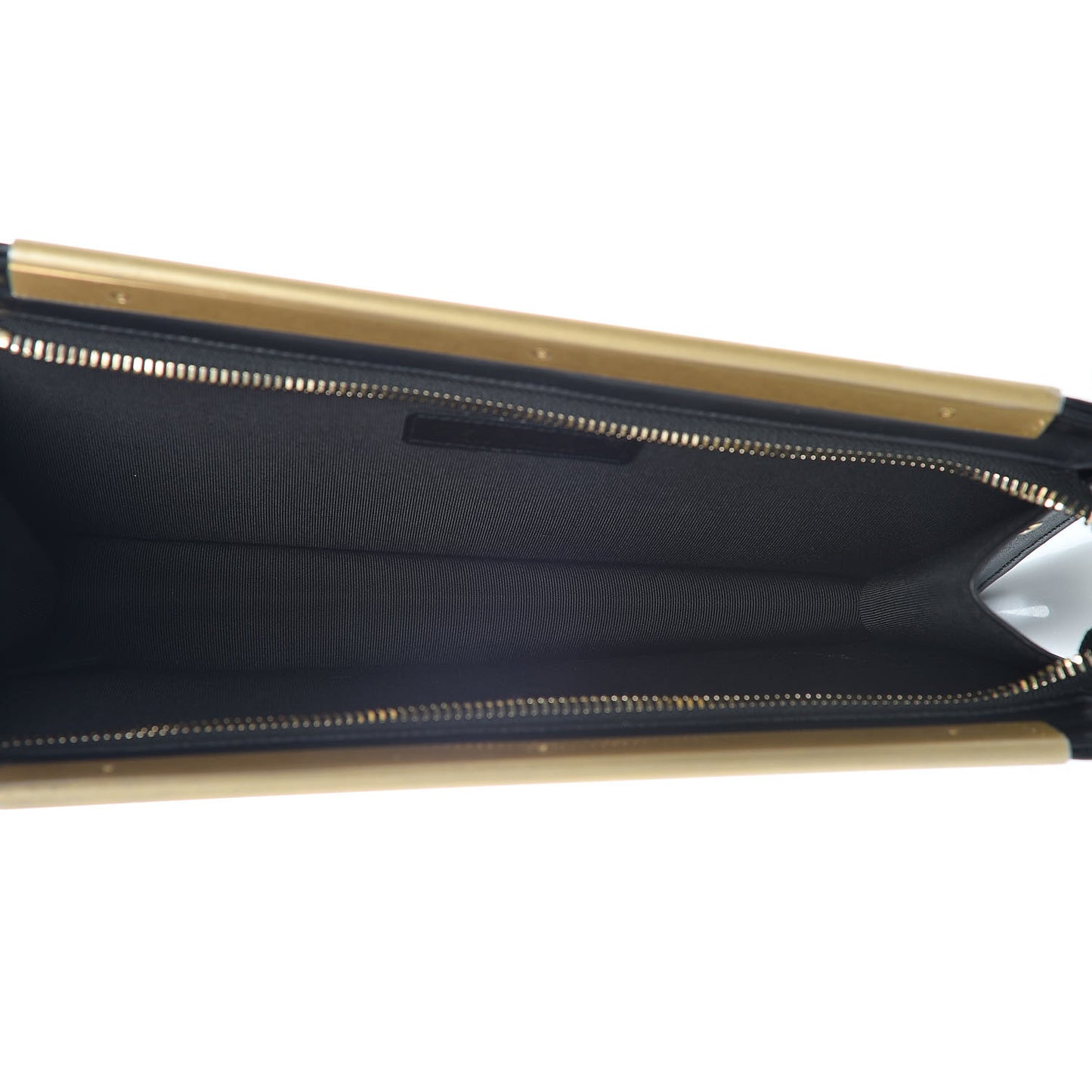 Lambskin Metallic Calfskin Crocodile Embossed Clutch Black Gold