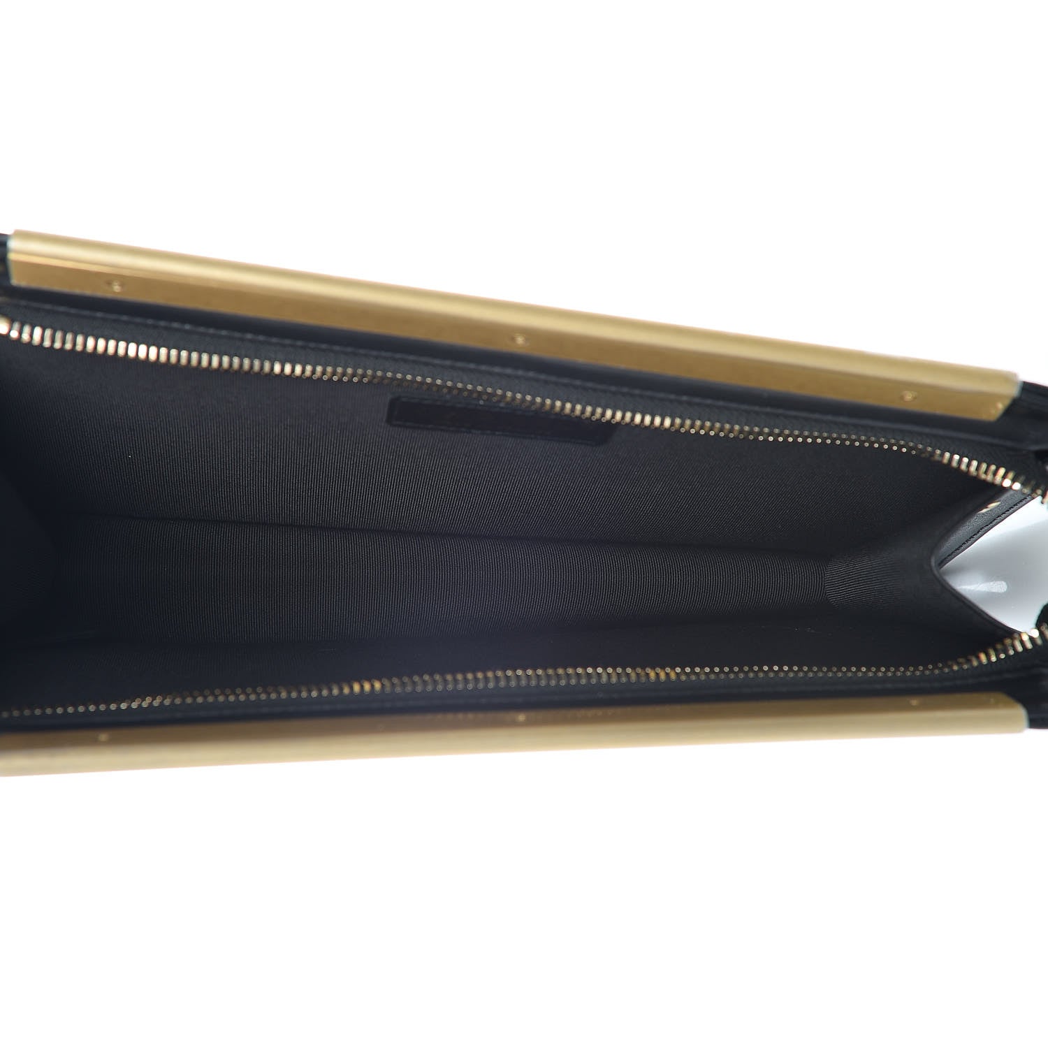 Chanel Lambskin Metallic Calfskin Crocodile Embossed Clutch Black Gold 5 of 9