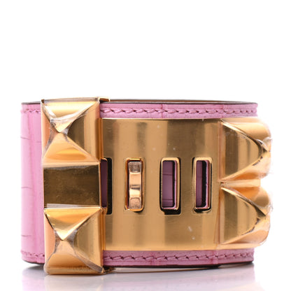 Hermes Matte Alligator Collier De Chien CDC Bracelet T1 5P Pink 3 of 6