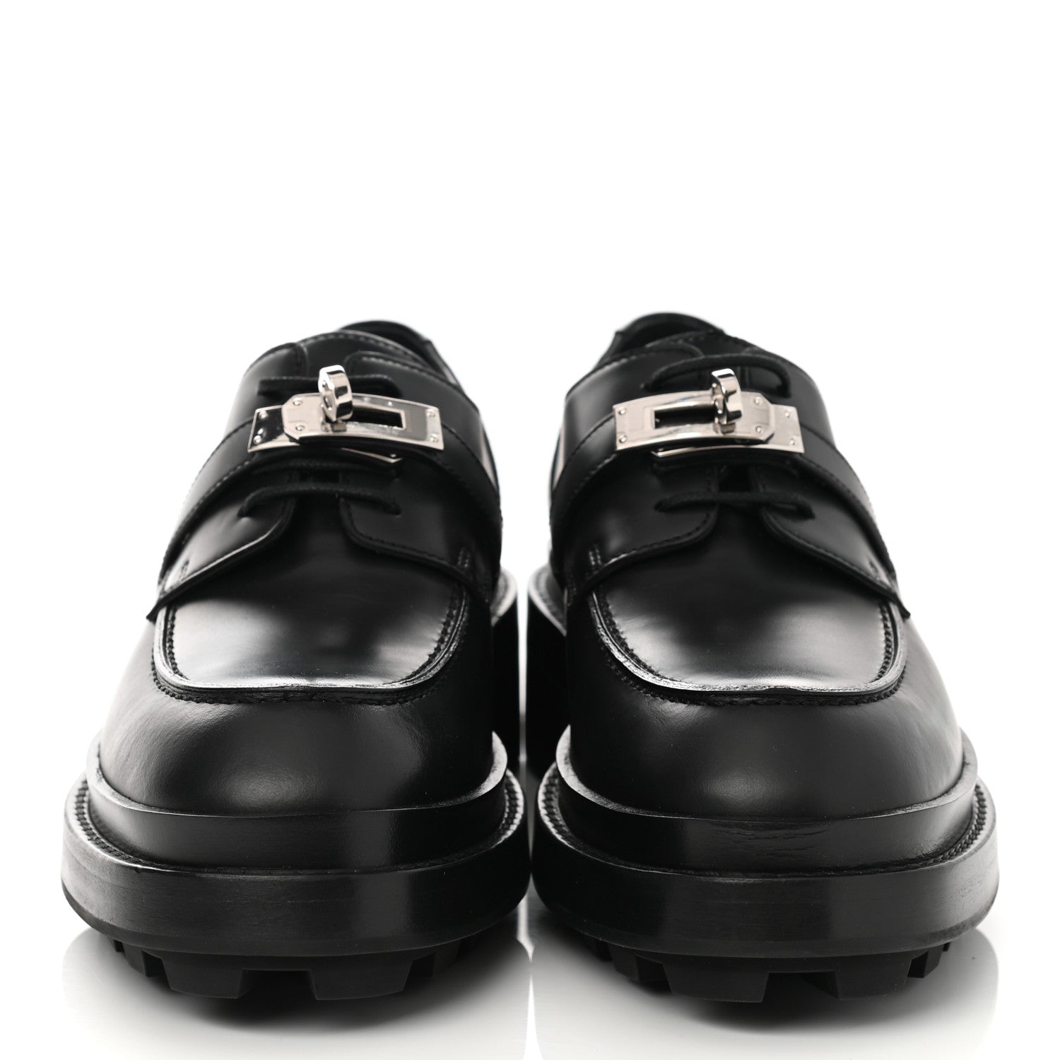 Hermes Glossed Calfskin First Oxford 37.5 Black 2 of 9