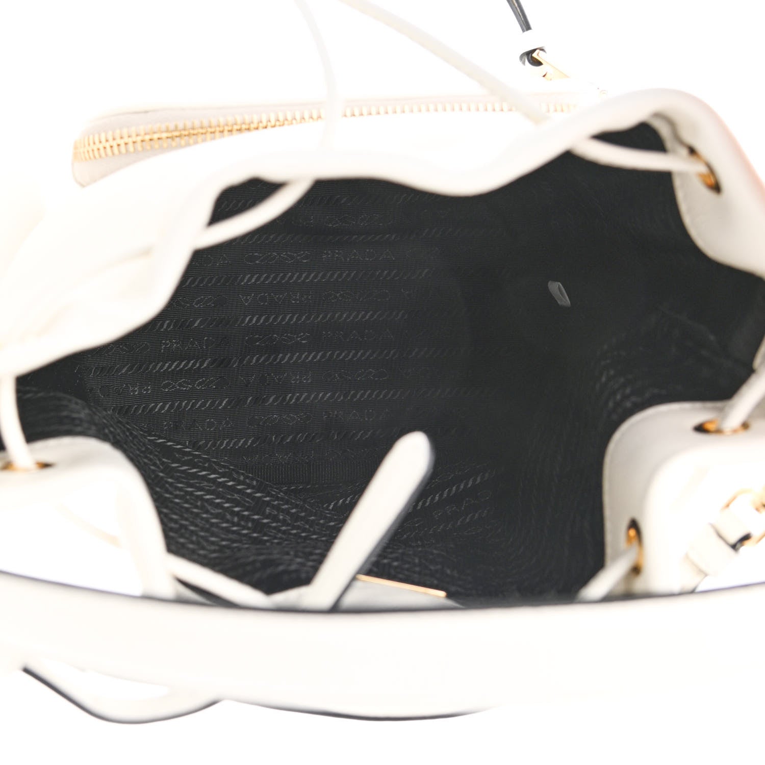 Prada Glace Calfskin Logo Mini Bucket Crossbody Bag White 5 of 11