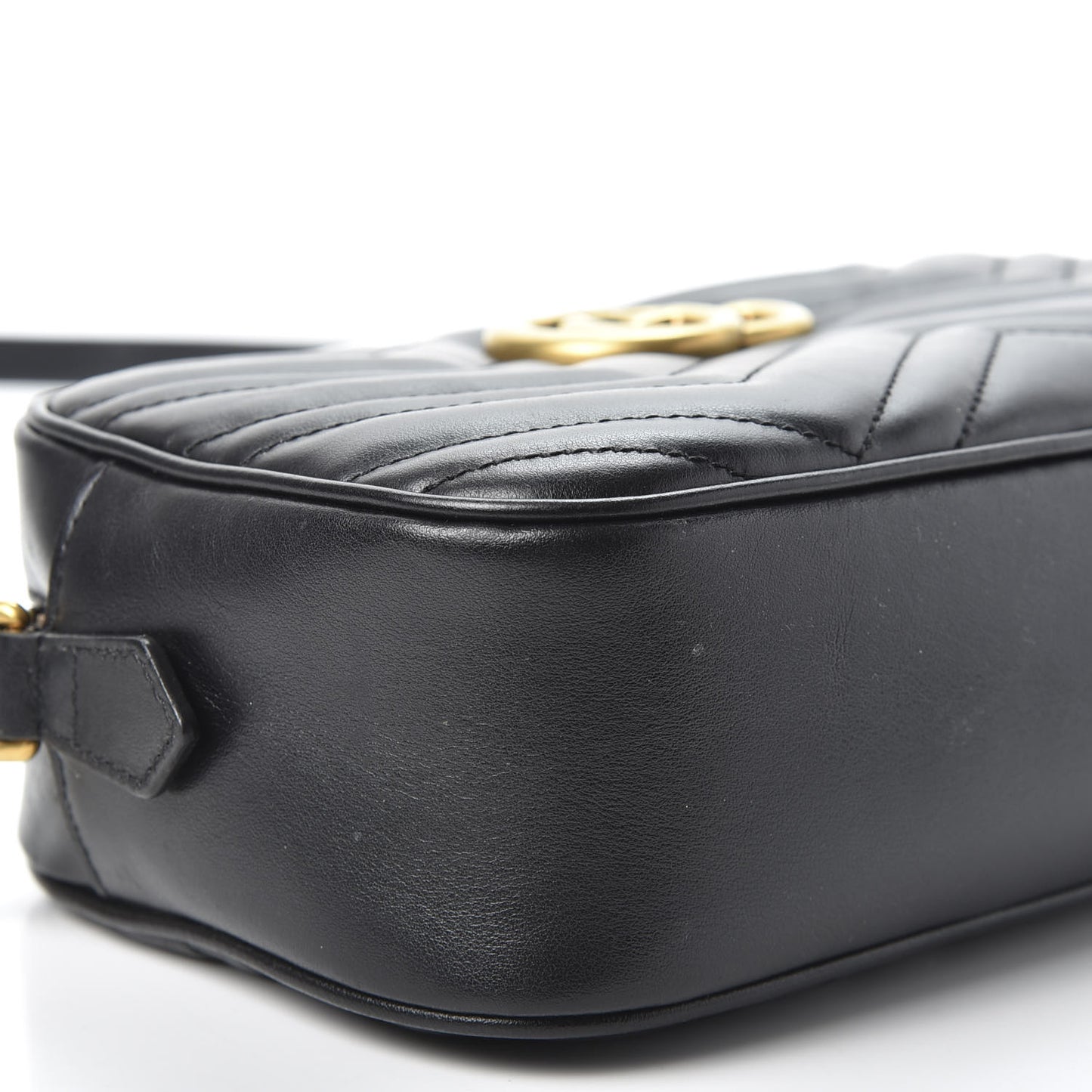Calfskin Matelasse Small GG Marmont Chain Shoulder Bag Black