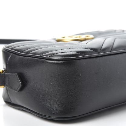 Gucci Calfskin Matelasse Small GG Marmont Chain Shoulder Bag Black 5 of 9