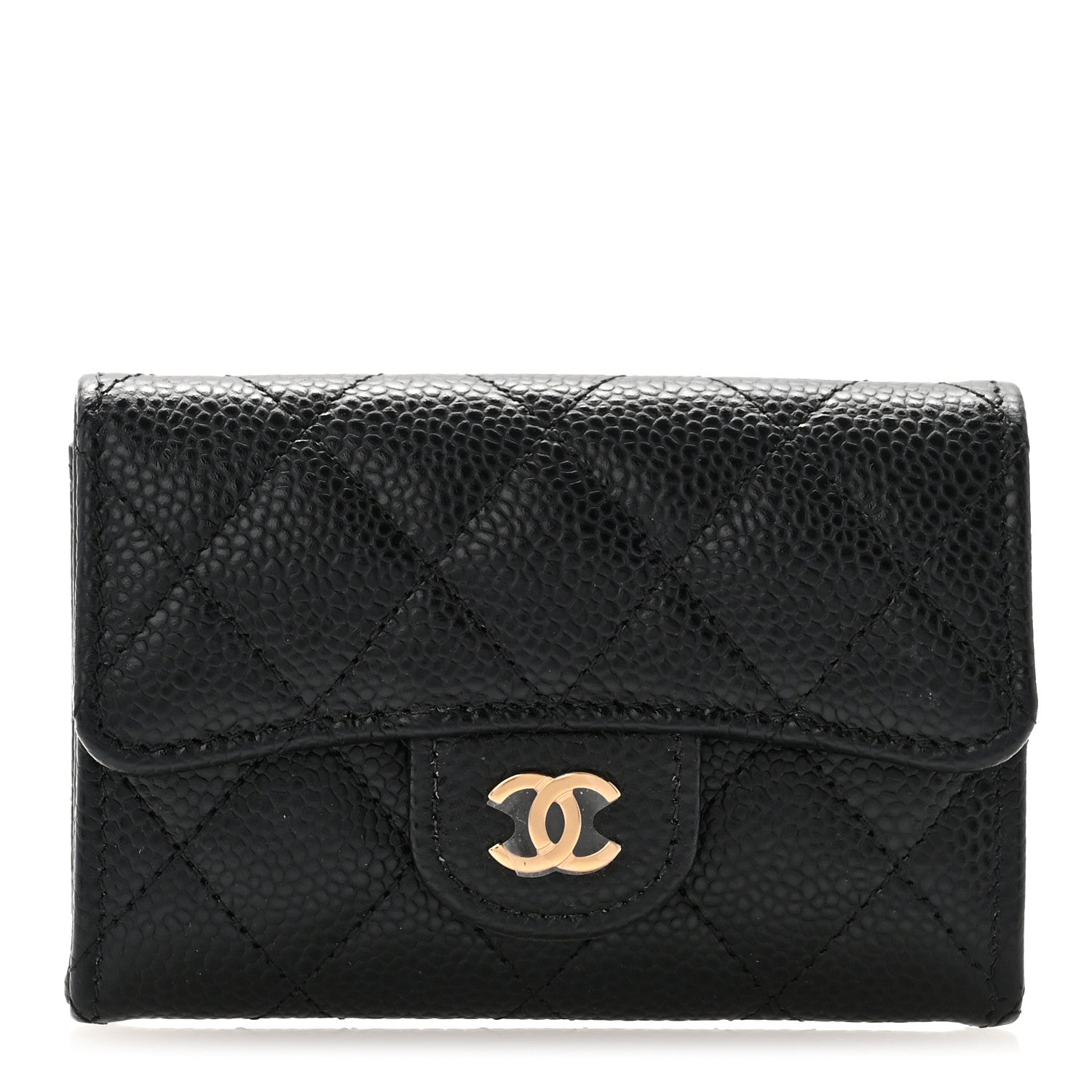 Chanel Caviar Quilted Flap Card Holder Wallet Black 1 of 10