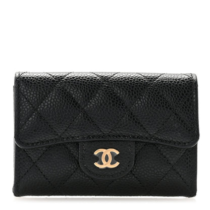 Chanel Caviar Quilted Flap Card Holder Wallet Black 1 of 10