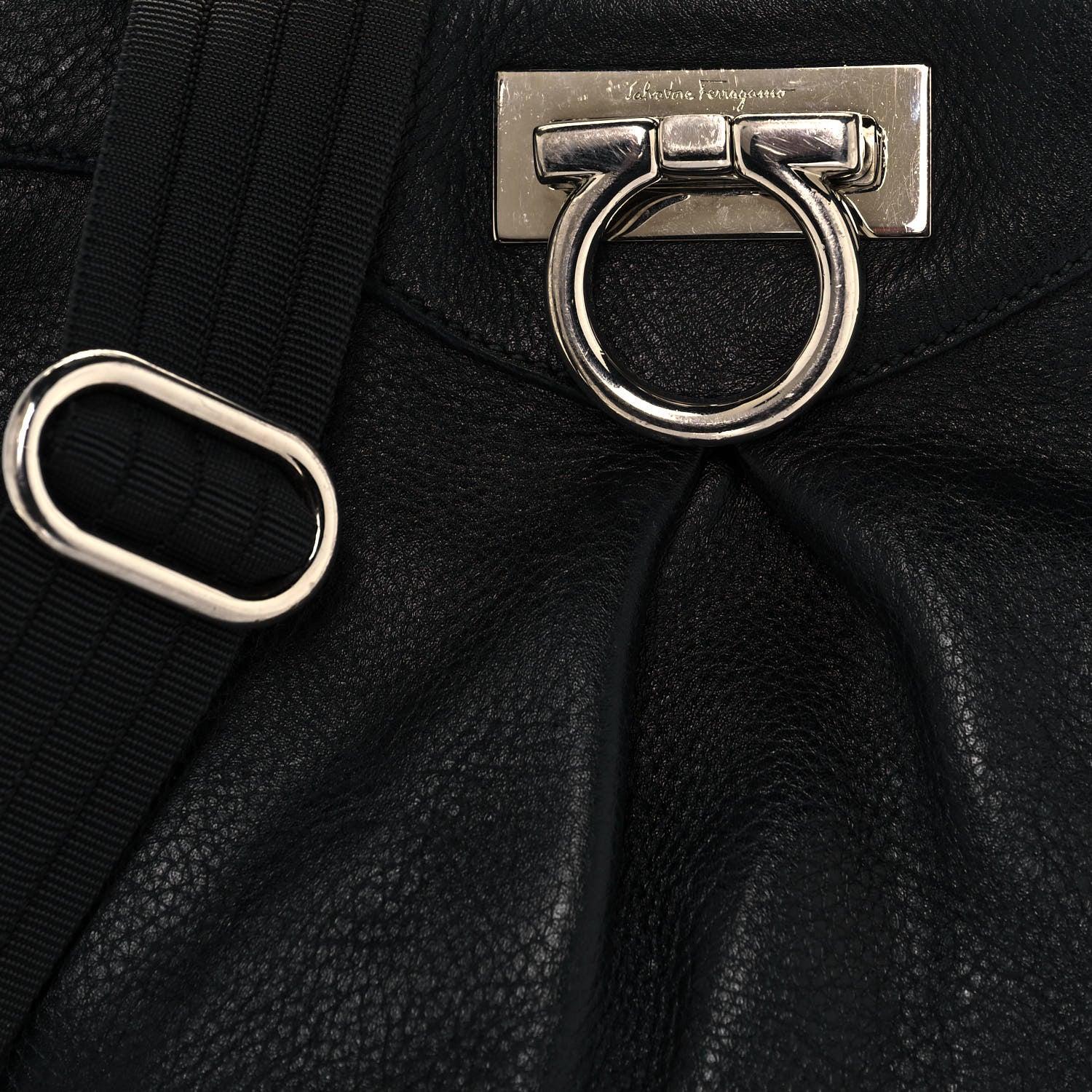 Salvatore Ferragamo Calfskin Hobo Black 7 of 12