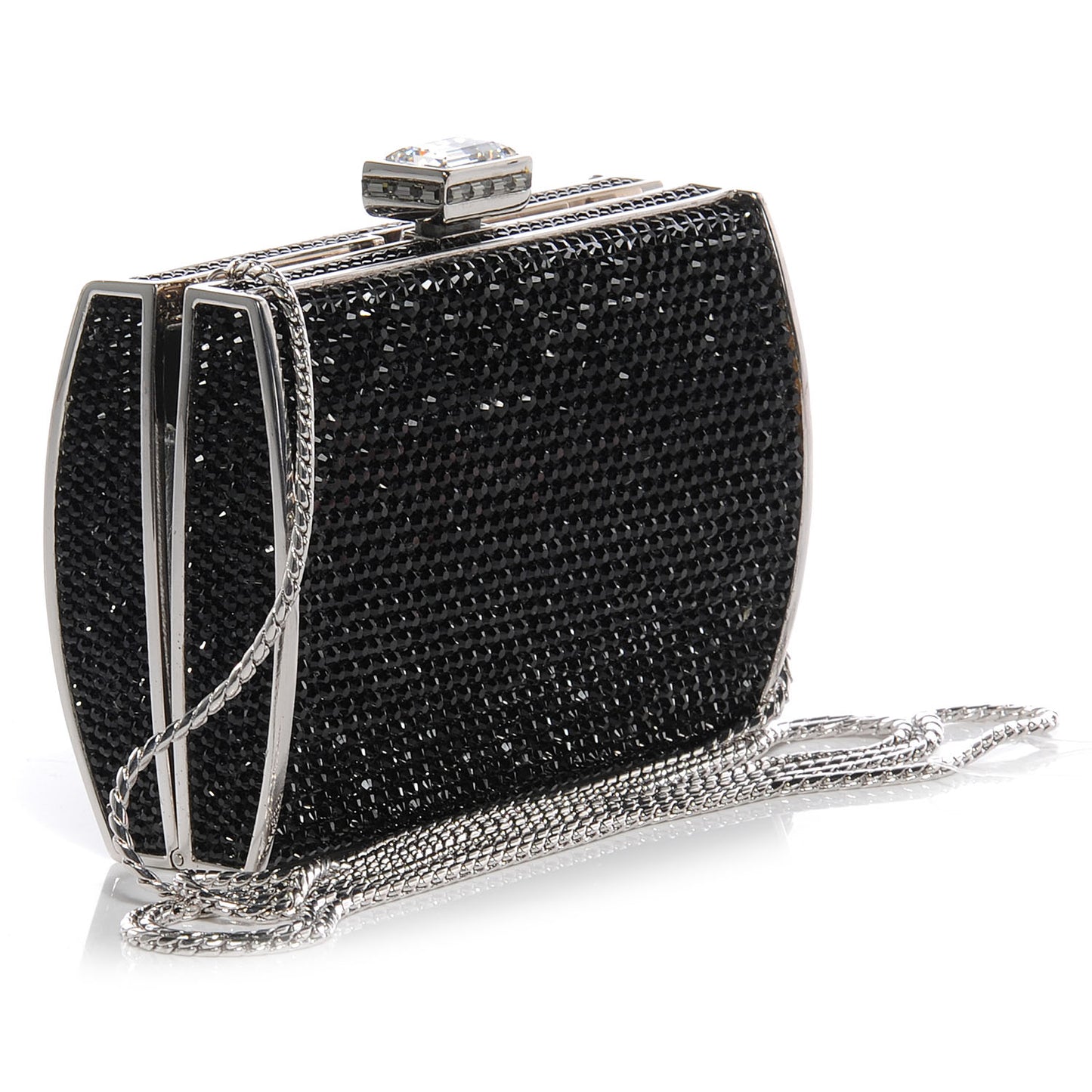 Swarovski Crystal Minaudiere Clutch Black