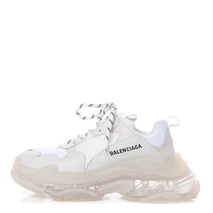 Balenciaga Fabric Mesh Clear Sole Womens Triple S Sneakers 39 White 1 of 8