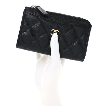 Chanel Caviar Quilted CC Zip Around Card Holder Black 2 of 8