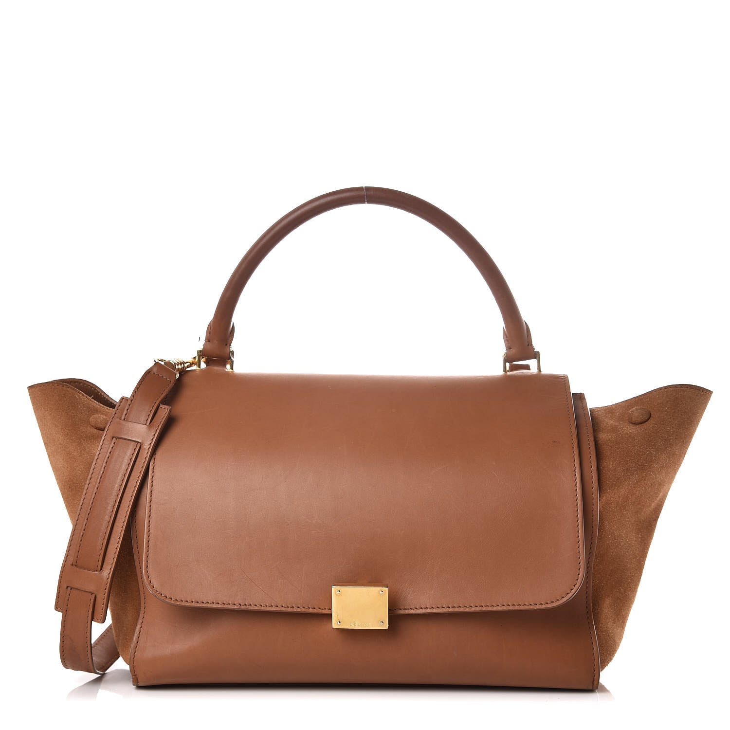 Celine Natural Calfskin Suede Medium Trapeze Tan 1 of 19