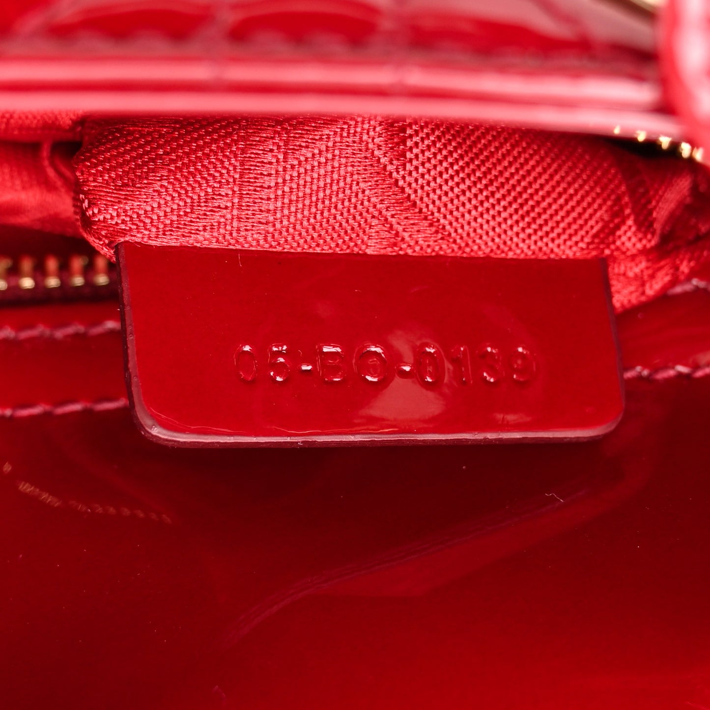 Patent Cannage Mini Lady Dior Red