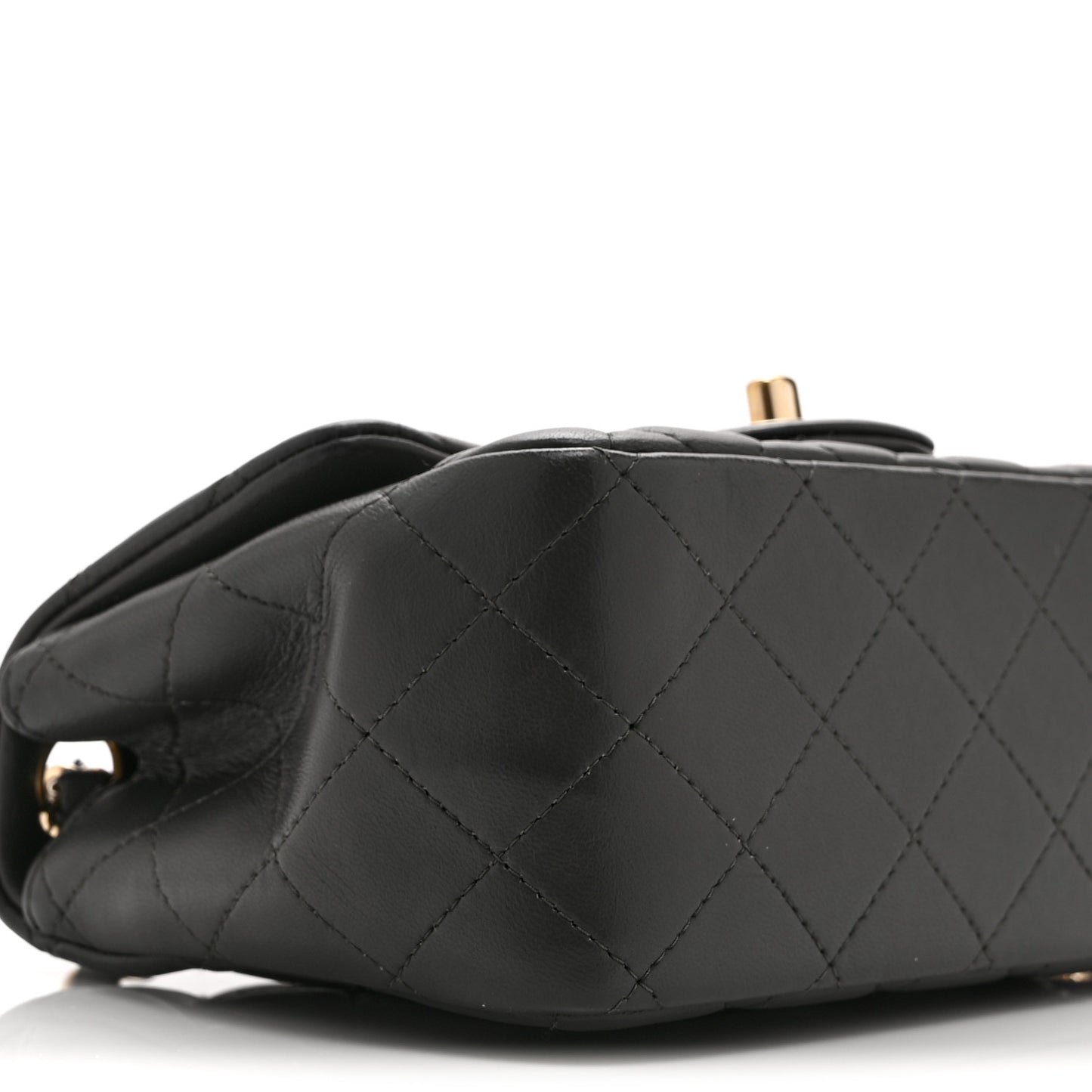 Lambskin Quilted Mini Square Flap Dark Grey