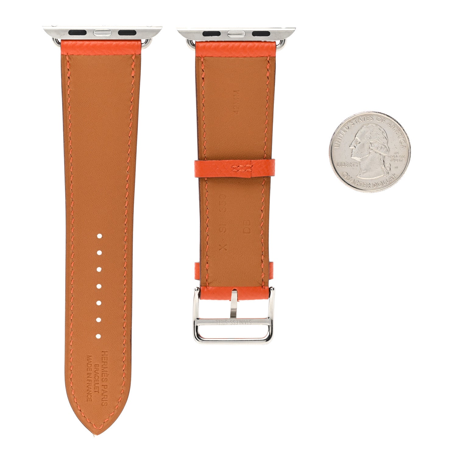 Hermes Epsom 42mm Apple Watch Single Tour Band Feu 2 of 10