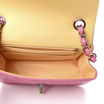 Chanel Lambskin Quilted Mini Rectangular Flap Pink Yellow 5 of 10