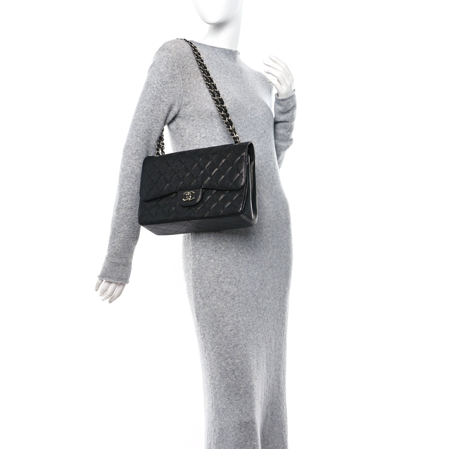 Chanel Caviar Quilted Jumbo Double Flap Black 2 of 11