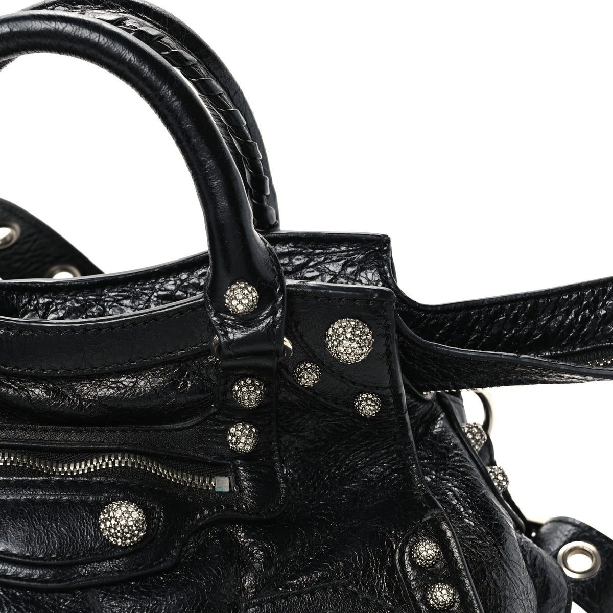 Balenciaga Agneau Arena Crystal Neo Cagole Handbag XS Black 9 of 12