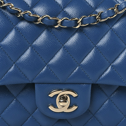Chanel Caviar Quilted Medium Double Flap Blue 8 of 13