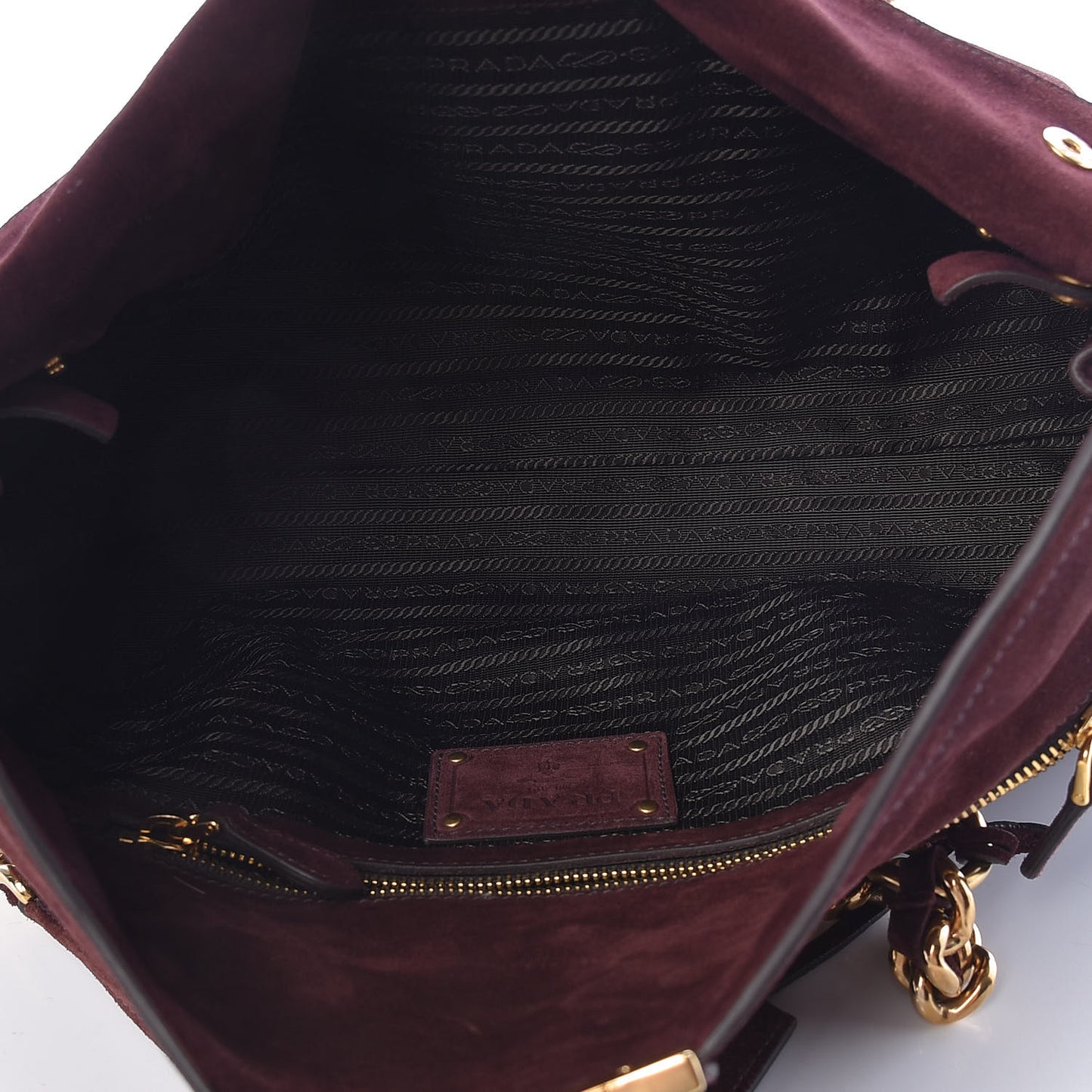 Scamosciato Suede Foldover Pushlock Chain Satchel Prugna