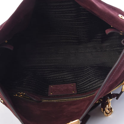 Prada Scamosciato Suede Foldover Pushlock Chain Satchel Prugna 5 of 18