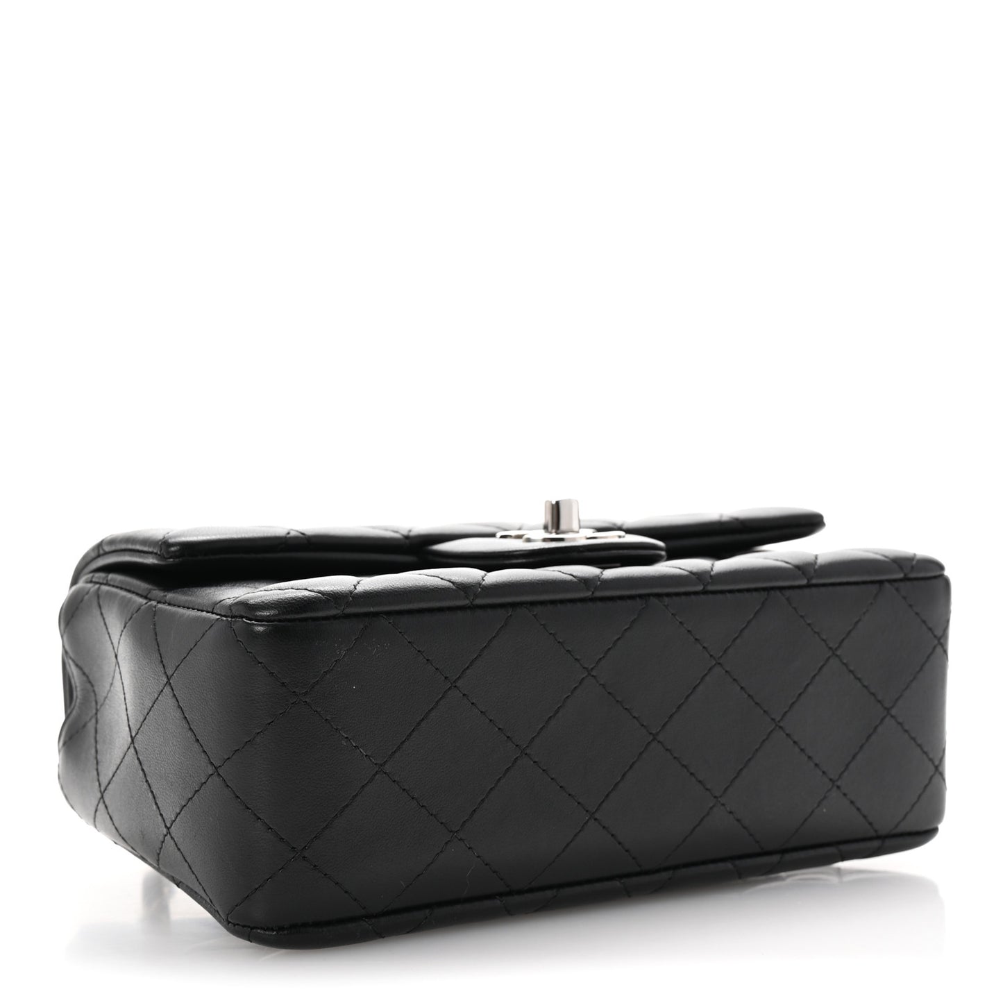 Lambskin Quilted Mini Rectangular Flap Black