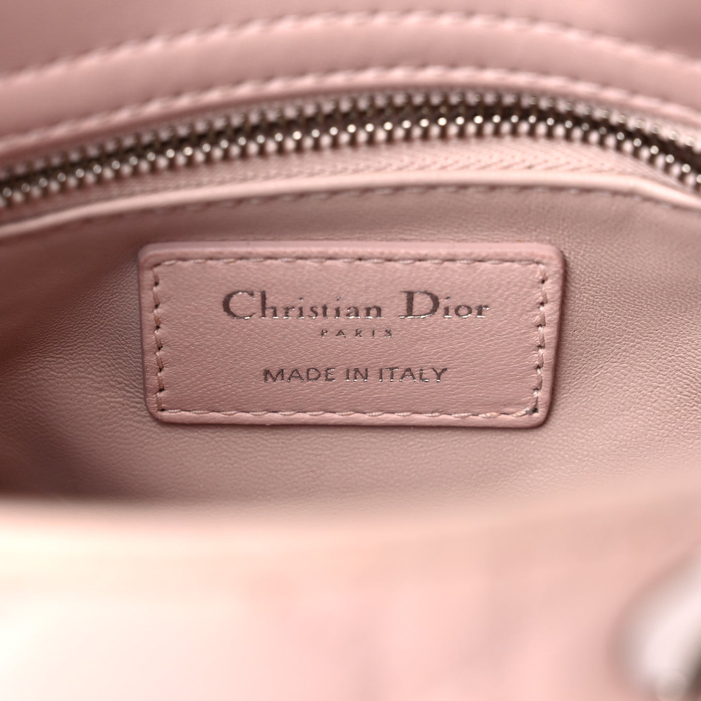 Lambskin Cannage Mini Lady Dior Crystal Strap Rose Poudre