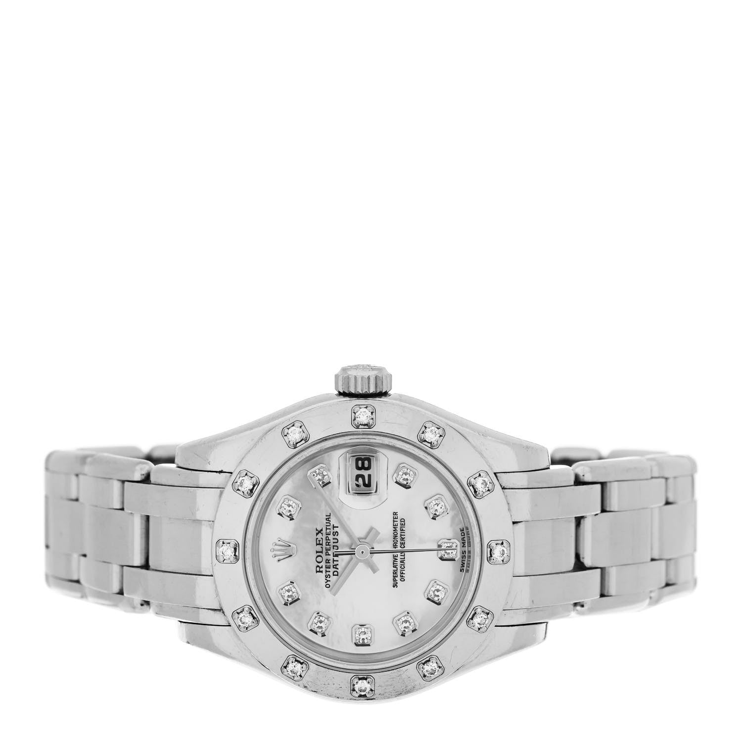 Rolex 18K White Gold Diamond Mother of Pearl 29mm Pearlmaster Datejust Watch 80319 2 of 5
