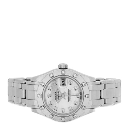 Rolex 18K White Gold Diamond Mother of Pearl 29mm Pearlmaster Datejust Watch 80319 2 of 5