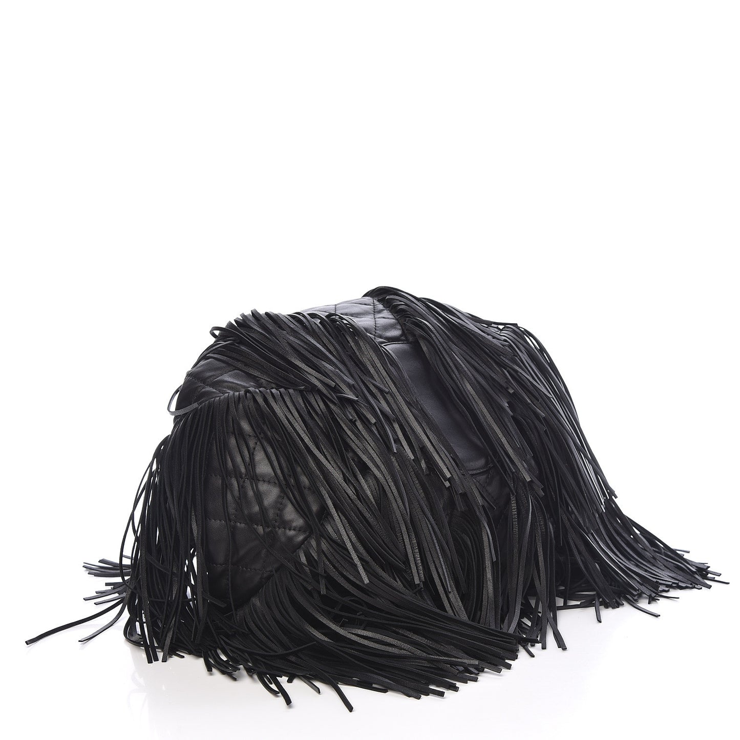 Lambskin Quilted Western Baluchon Fringe Bag Black