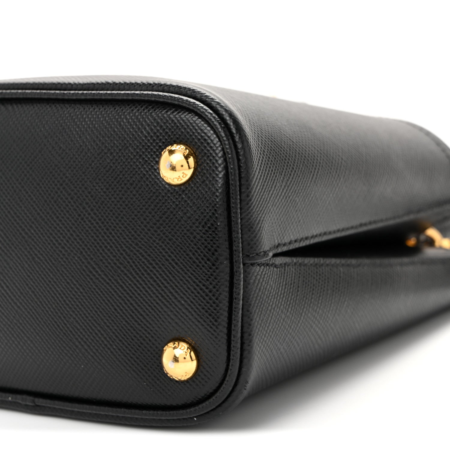Prada Saffiano Cuir Small Panier Bucket Bag Black Fuoco 9 of 10