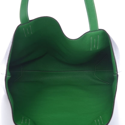 Hermes Taurillon Clemence Double Sens 36 Reversible Tote Vert De Gris Bamboo 9 of 13